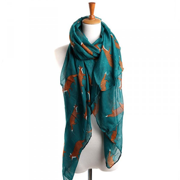 100136-fashion-fox-print-scarf-green