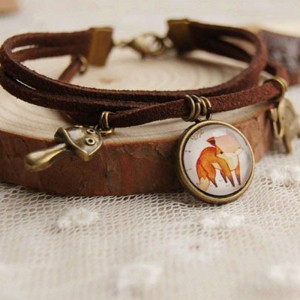 Vintage Fox Leather Bracelet