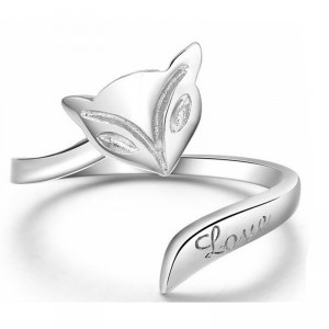 Sterling Silver Fox Love Ring